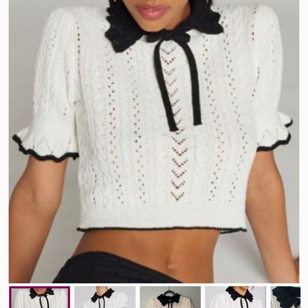 Kimchi Blue Urban Outfitters Short Sleeve Sweater black and white